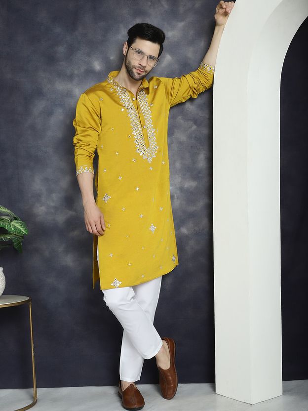 Jompers Embroidered Silk Straight Kurta for Men - Image 6