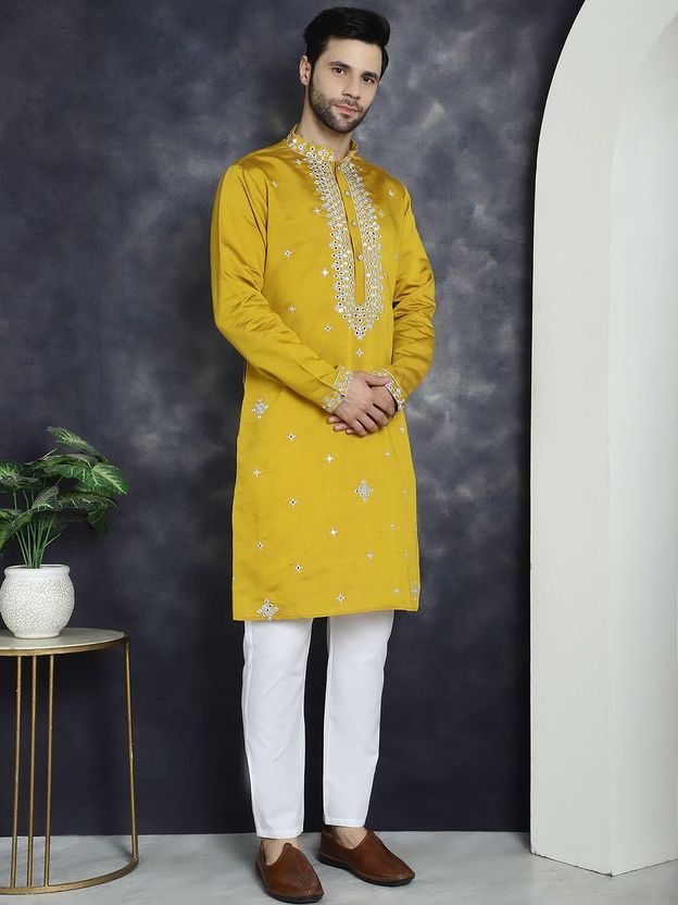 Jompers Embroidered Silk Straight Kurta for Men - Image 4