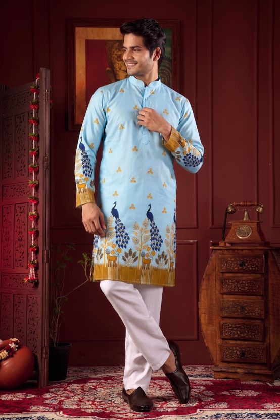 BBS CREATION Men Printed Straight Kurta - Image 5