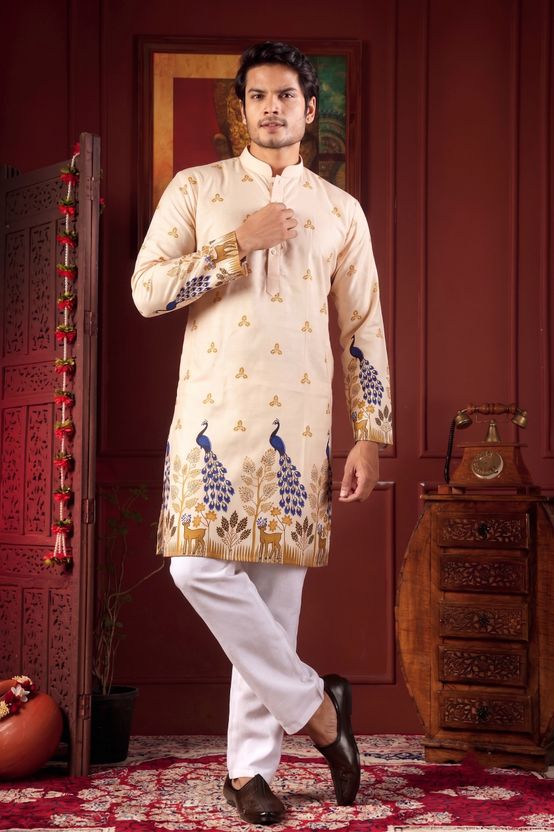 BBS CREATION Men Printed Straight Kurta - Image 6