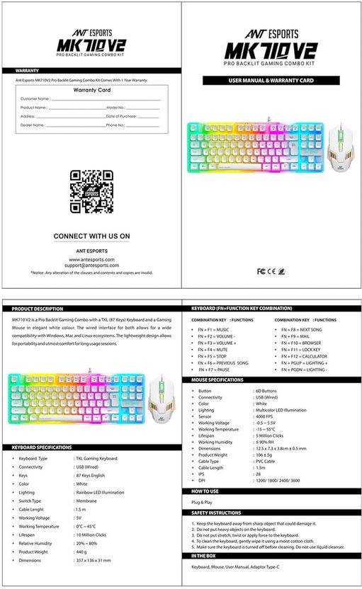Ant Esports MK710 V2 Combo Set (White) - Image 8