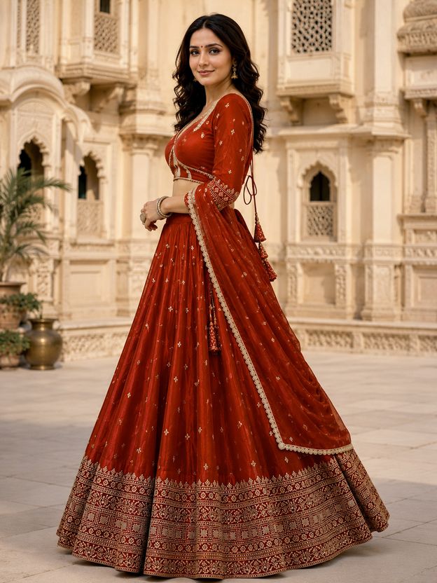 Udbhav Embroidered Semi Stitched Lehenga Choli - Image 3