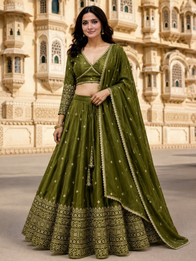 Udbhav Embroidered Semi Stitched Lehenga Choli - Image 8