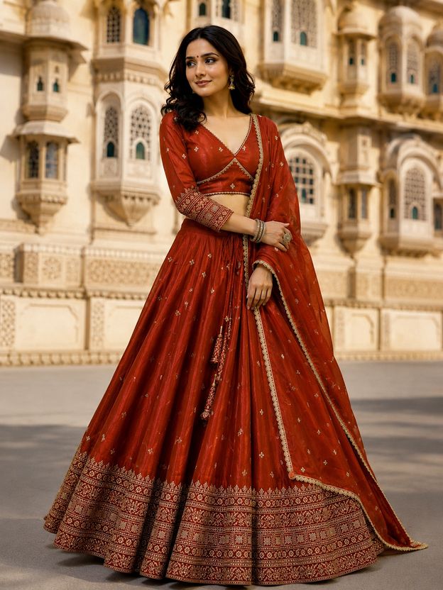 Udbhav Embroidered Semi Stitched Lehenga Choli - Image 2
