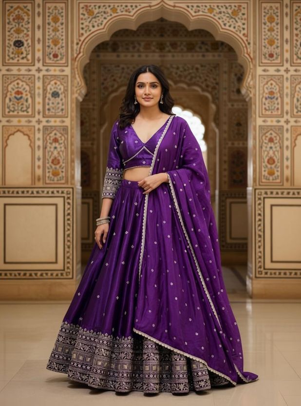 Udbhav Embroidered Semi Stitched Lehenga Choli - Image 9