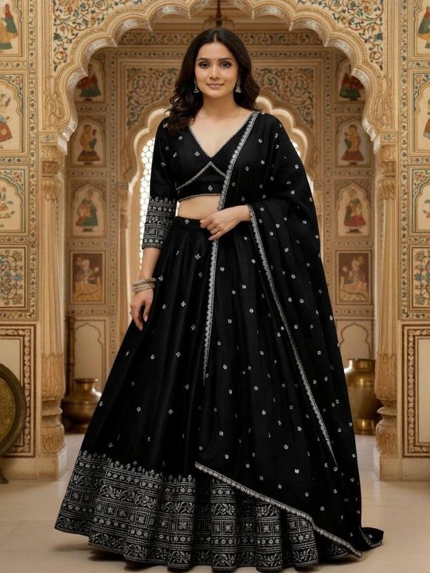 Udbhav Embroidered Semi Stitched Lehenga Choli - Image 6