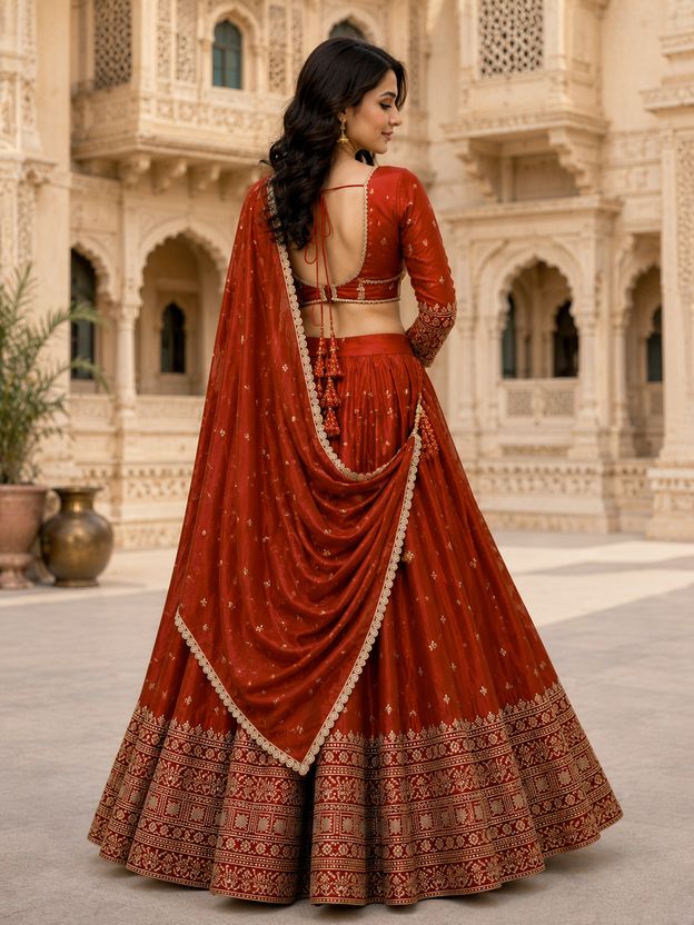 Udbhav Embroidered Semi Stitched Lehenga Choli - Image 4