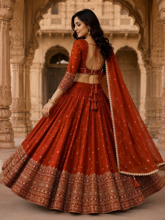 Udbhav Embroidered Semi Stitched Lehenga Choli - Image 5