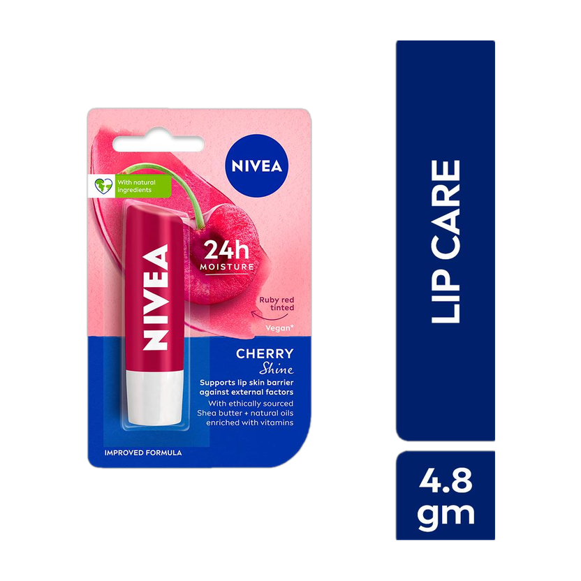 NIVEA Shine Caring Lip Balm Cherry 4.8g - Image 1