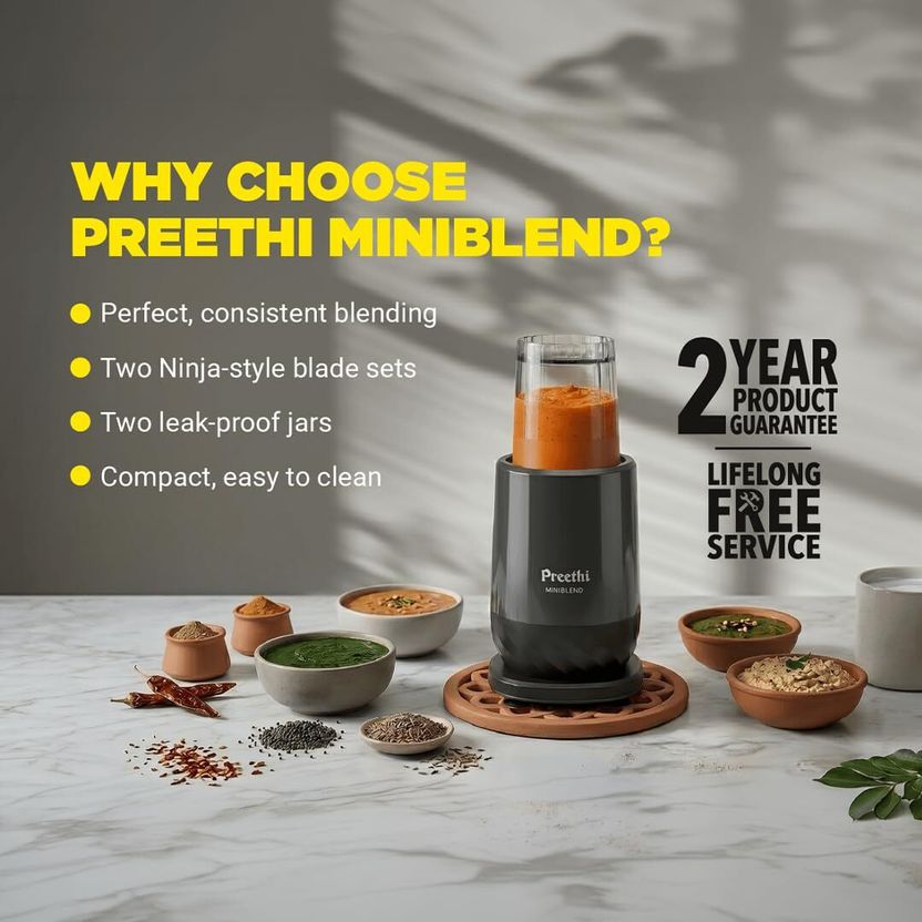 Preethi Mini Blender 300 W Juicer Mixer Grinder (MB 001) - Image 7