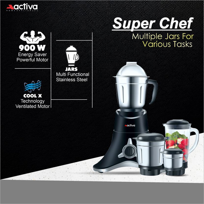 ACTIVA Super Chef 900W 4 Jar Blender - Image 7