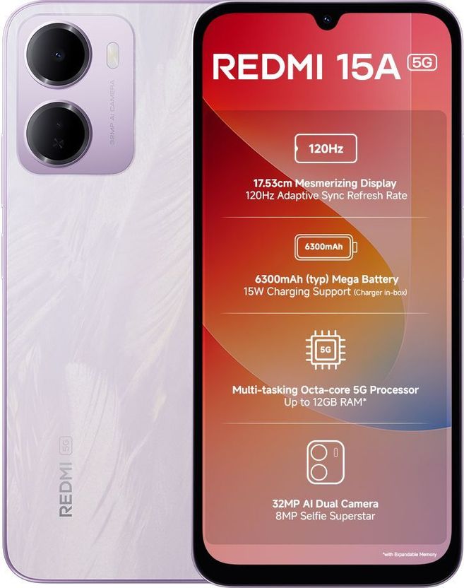 Redmi 15A 128GB 4GB RAM Amaze Purple - Image 1