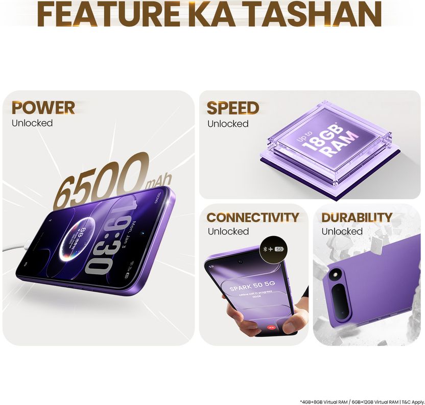 Tecno Spark 50 5G (Fantasy Purple, 128 GB, 4 GB RAM) - Image 2