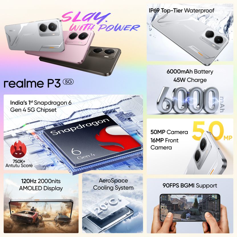 realme P3 5G 128GB 8GB RAM Space Silver - Image 2
