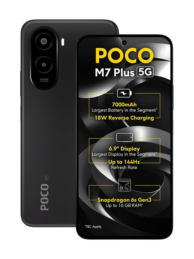 POCO M7 Plus 5G 128GB 8GB RAM Carbon Black - Image 1
