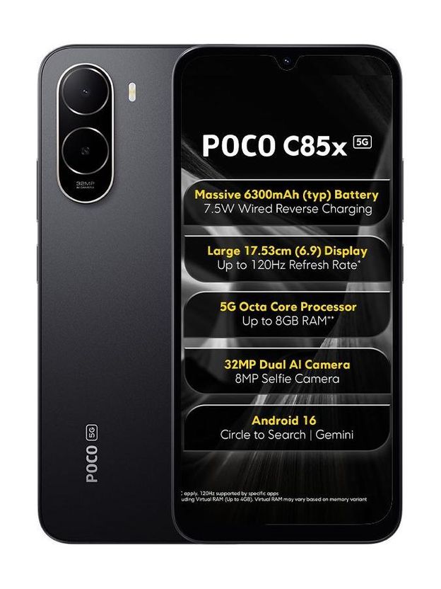 POCO C85x 5G 64GB 4GB RAM Elite Black - Image 1