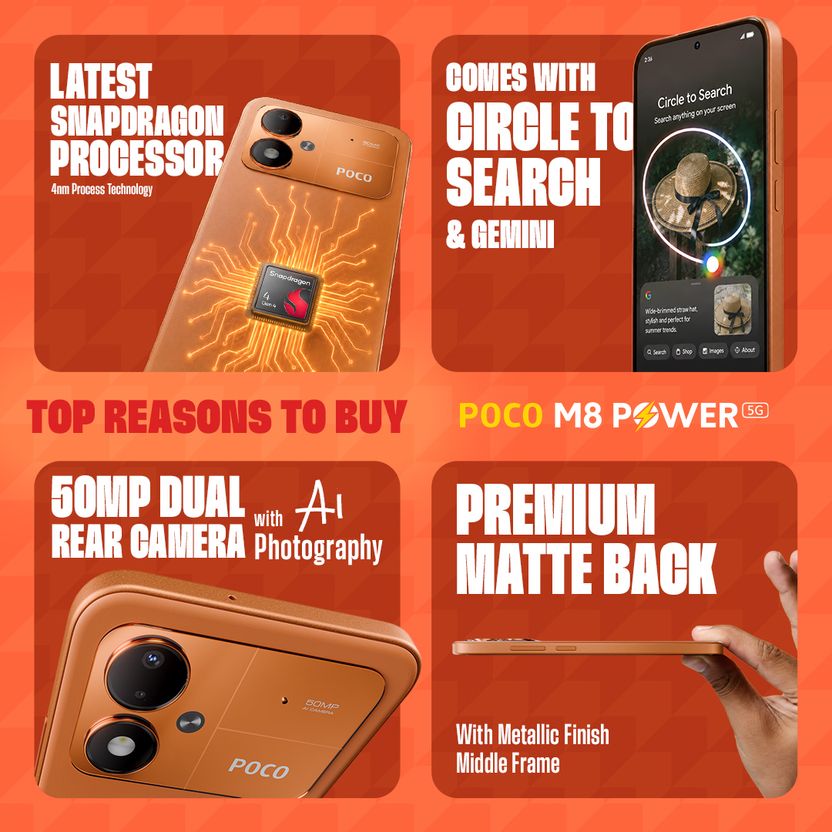 POCO M8 Power 5G 128GB 6GB RAM Orange - Image 3