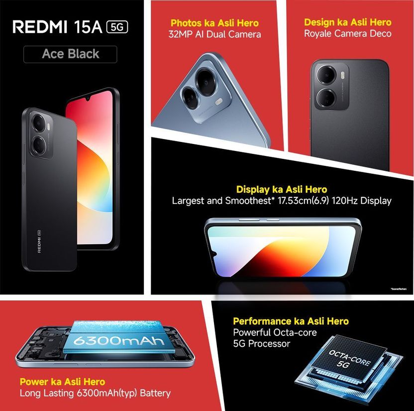 Redmi 15A 6GB RAM 128GB Ace Black - Image 3