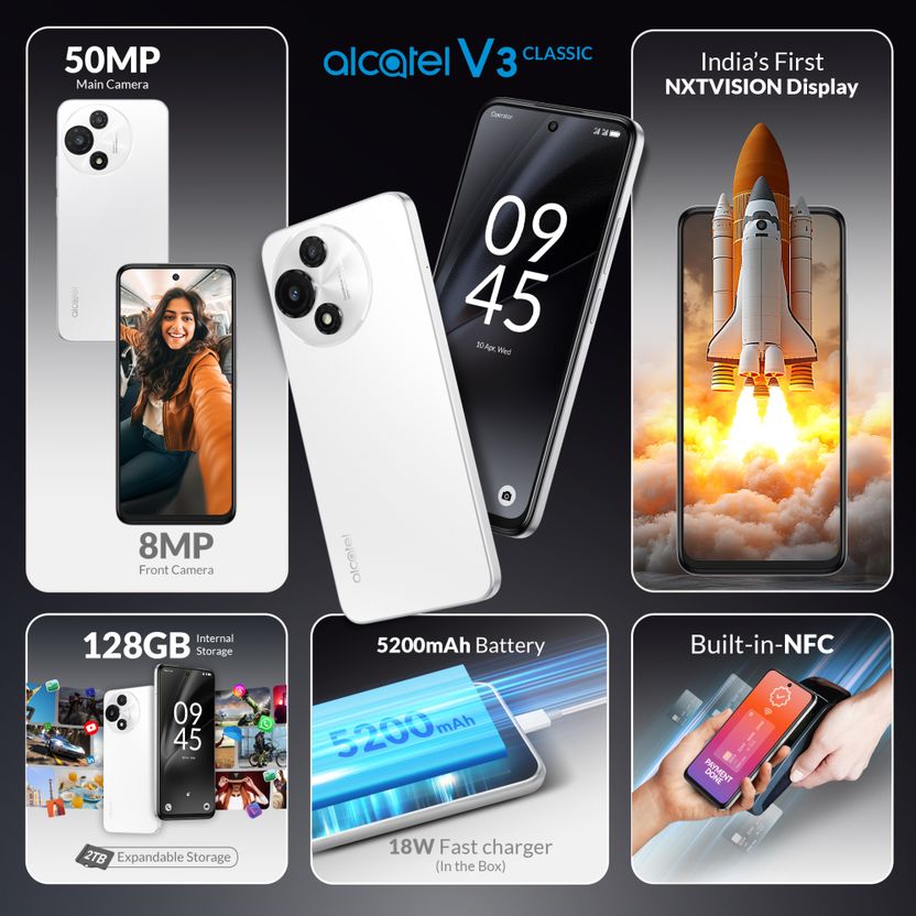 Alcatel V3 Classic 5G 128GB 6GB RAM White - Image 2