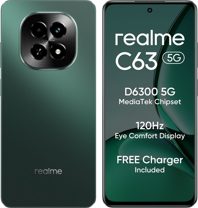 realme C63 5G 128GB 4GB RAM Forest Green - Image 1