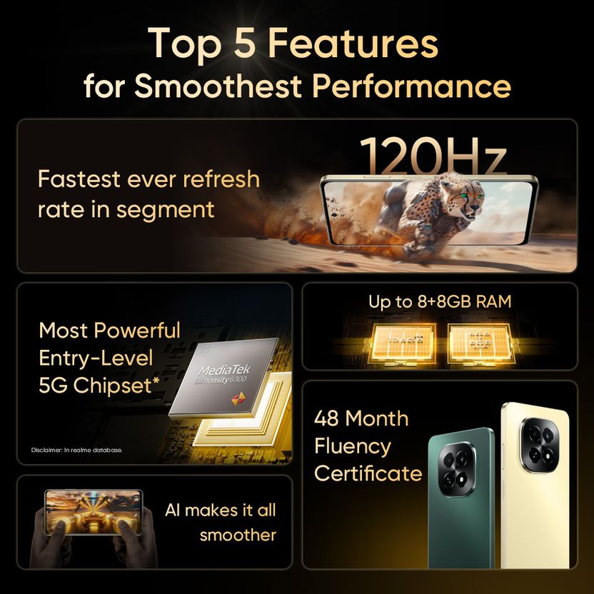 realme C63 5G 128GB 8GB RAM Starry Gold - Image 3