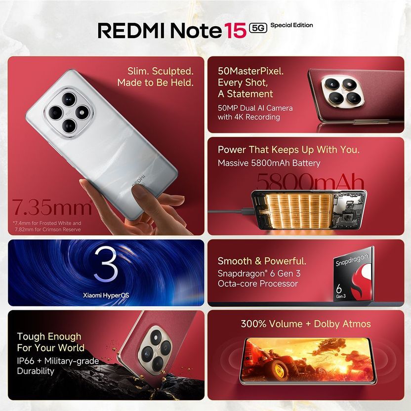 Redmi Note 15 SE 5G 128GB 8GB RAM Frosted White - Image 2