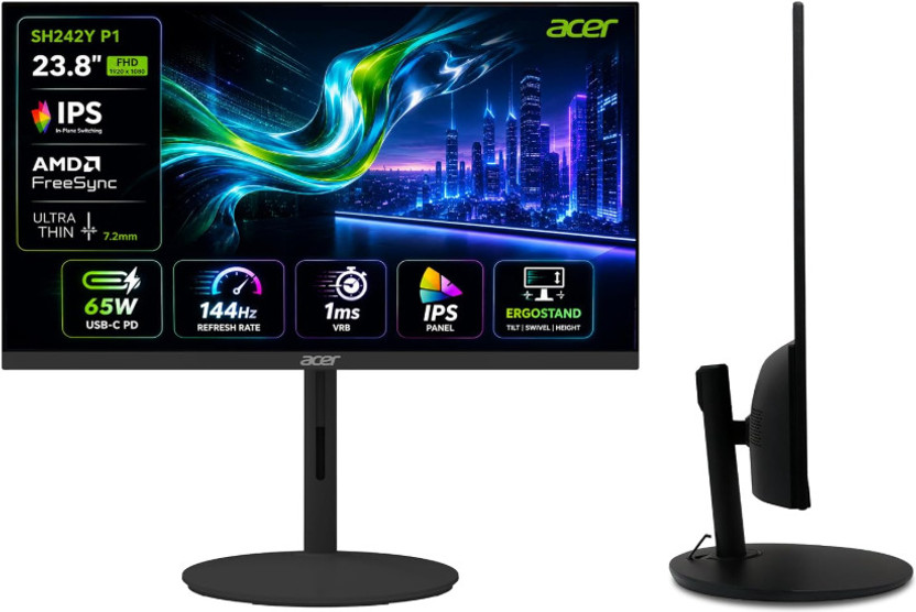 Acer 60.45 cm (24 inch) Full HD LED Backlit IPS Panel Monitor (SH242Y P1)