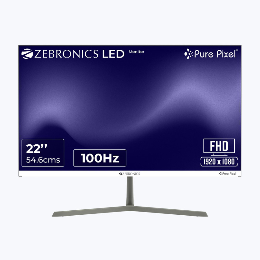 ZEBRONICS A Series 54.61 cm (22 inches) Full HD LED Backlit VA Panel with Anti-Glare Screen, Ultra Slim, Bezel-Less Display, 250nits Brightness, HDMI & VGA, Wall Mountable Gaming Monitor (Zeb-A122 FHD LED) Price in India - Buy ZEBRONICS A Series 54.6