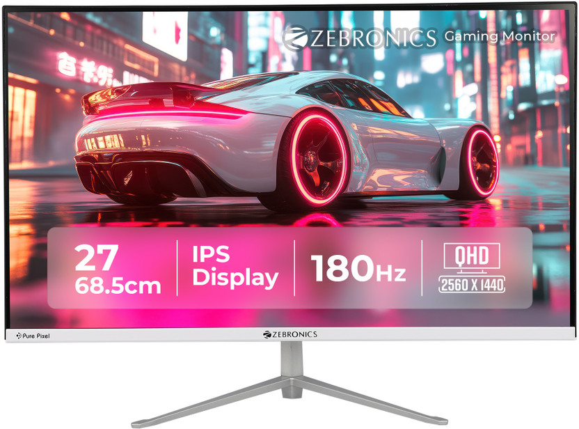ZEBRONICS Zeb-A 68.5 cm (27 inch) Quad HD LED Backlit IPS Panel Gaming Monitor (Zeb-A27 QHD LED 180Hz)