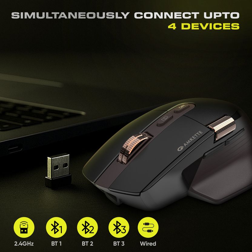 AMKETTE XS Flow 2 Speed Ergonomic Optical Mouse with Upto 8000 DP...more - Image 5