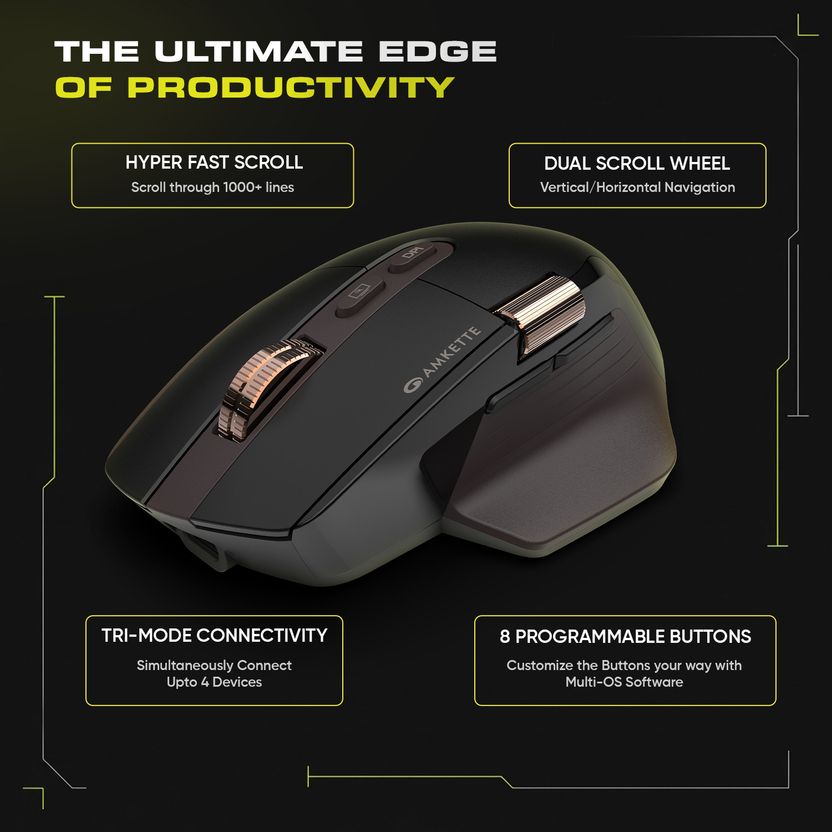 AMKETTE XS Flow 2 Speed Ergonomic Optical Mouse with Upto 8000 DP...more - Image 2
