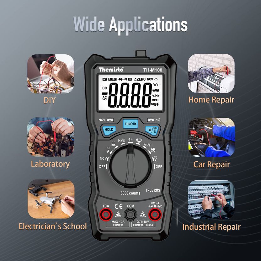 tHemiStO TH-M100 6000 Counts Autorange Digital Multimeter (Black) - Image 7