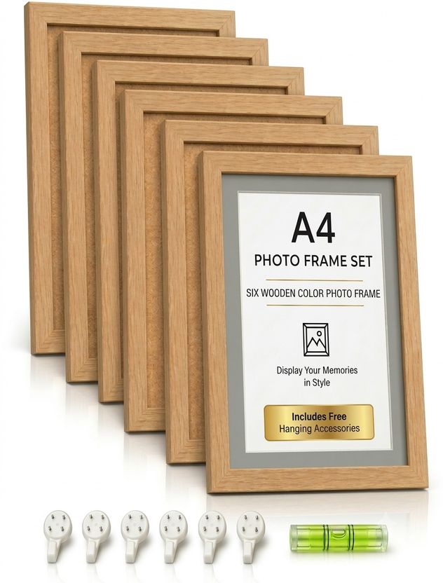 Paintings Villa Wood Wall Photo Frame, Black, 6 Photos, A4 Size - Image 6