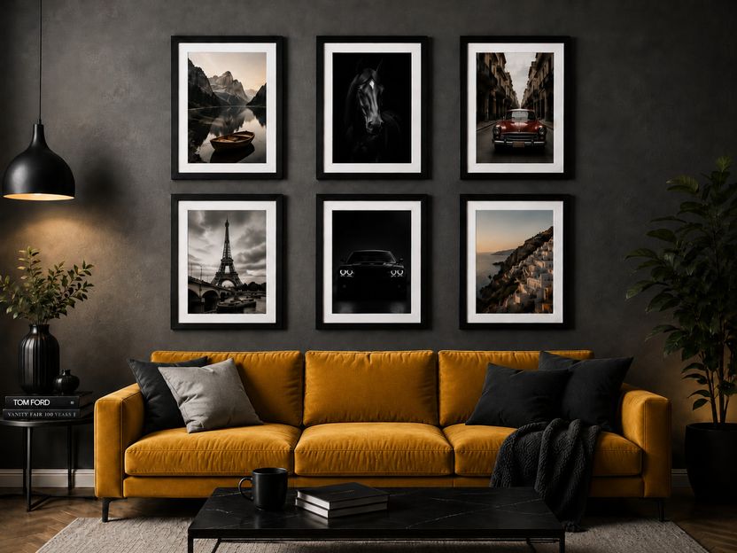Paintings Villa Wood Wall Photo Frame, Black, 6 Photos, A4 Size - Image 5