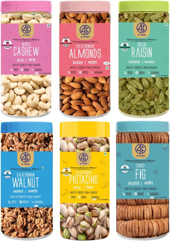 41 foods Dry Fruits Combo Pack of Healthy 6 Kaju Pista Badam Akhr...more - Image 3