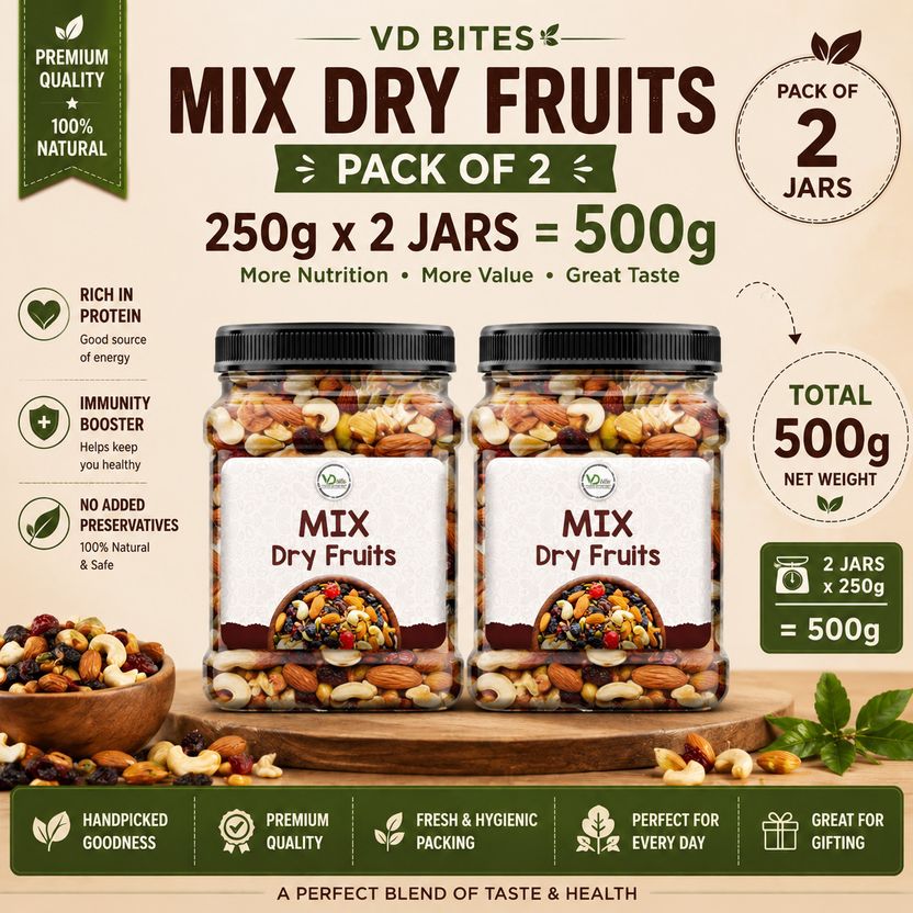 VD BITES Mix Dry Fruits 2 x 250g Pack of 2 - Image 4