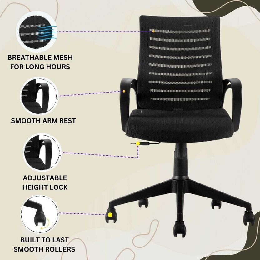 PIYULEX Fabric Office Arm Chair Black DIY - Image 2