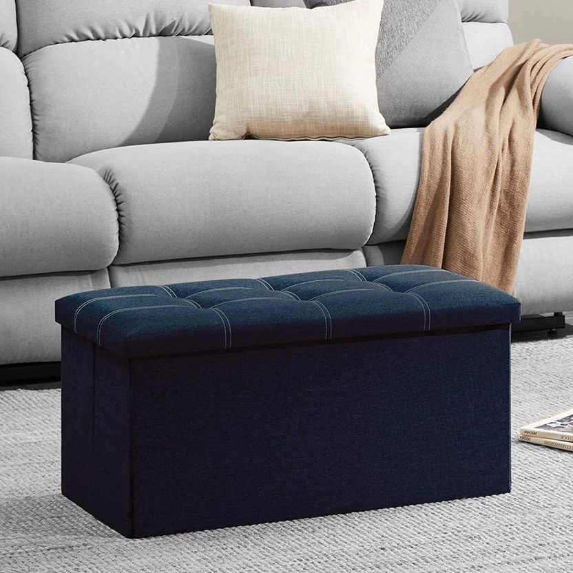 SKYFUN Fabric Cube Ottoman - Grey - Image 10
