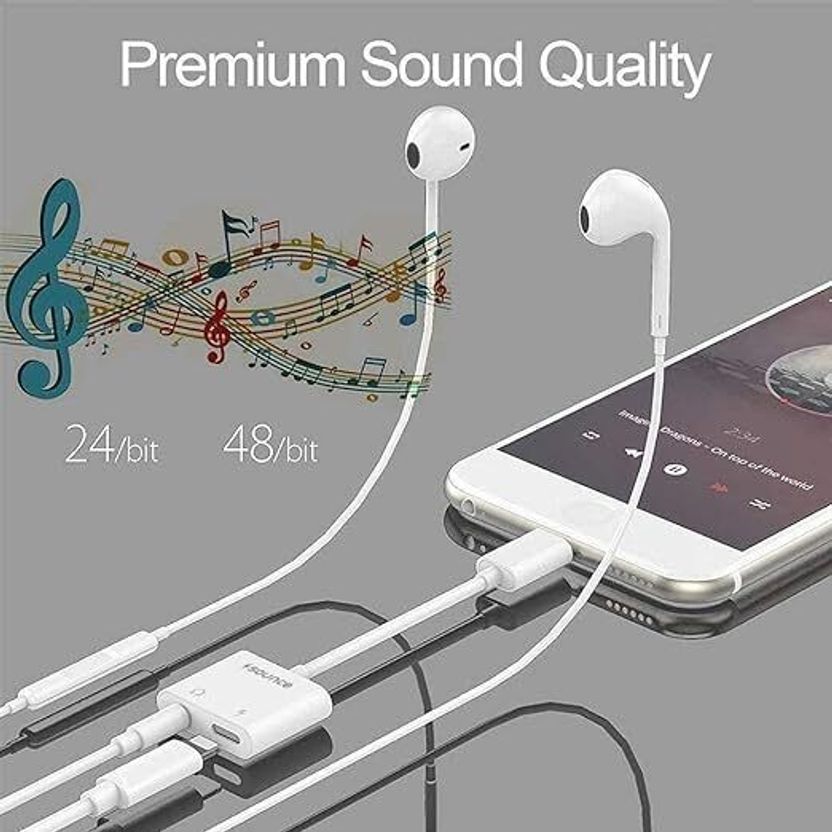 sounce White 2 in 1 Lightning to 3.5 mm Headphone Jack Adapter - Image 4
