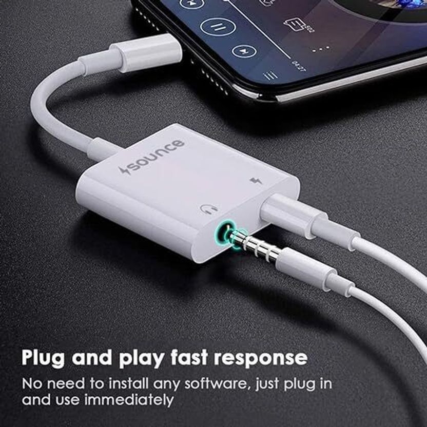 sounce White 2 in 1 Lightning to 3.5 mm Headphone Jack Adapter - Image 5