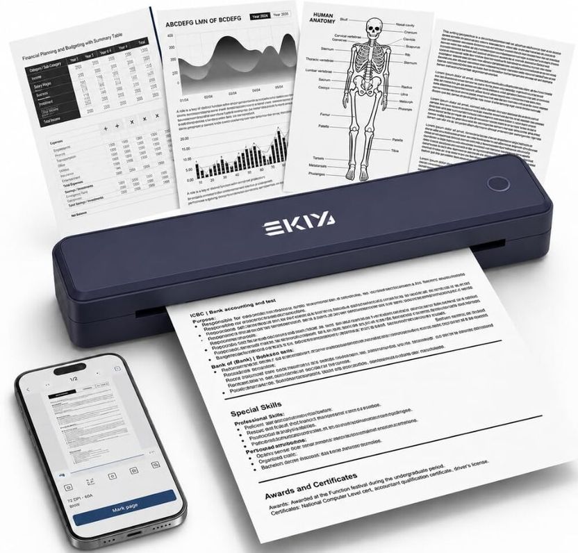 EKIY 2026 Mini Wireless A4 Inkless Thermal Printer - Image 1