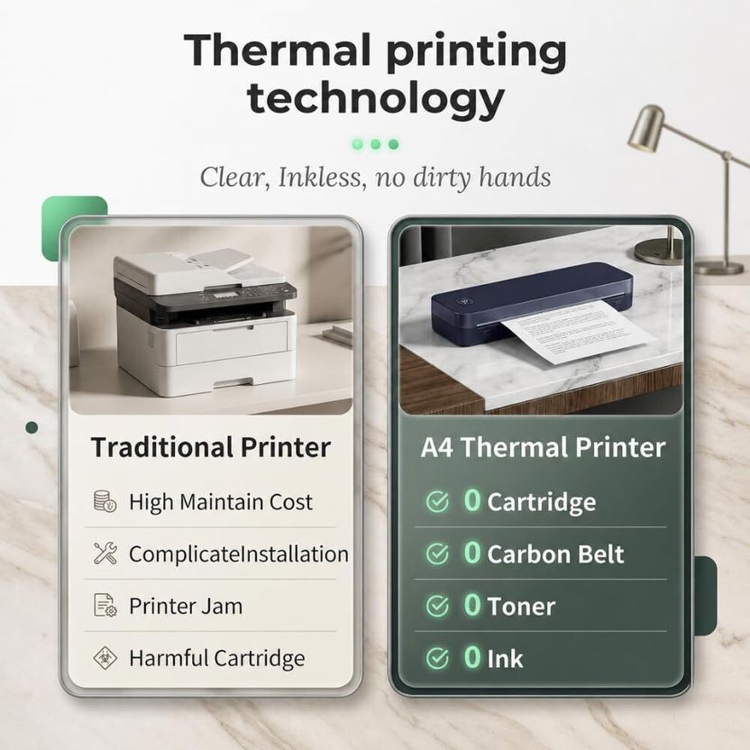 EKIY 2026 Mini Wireless A4 Inkless Thermal Printer - Image 4