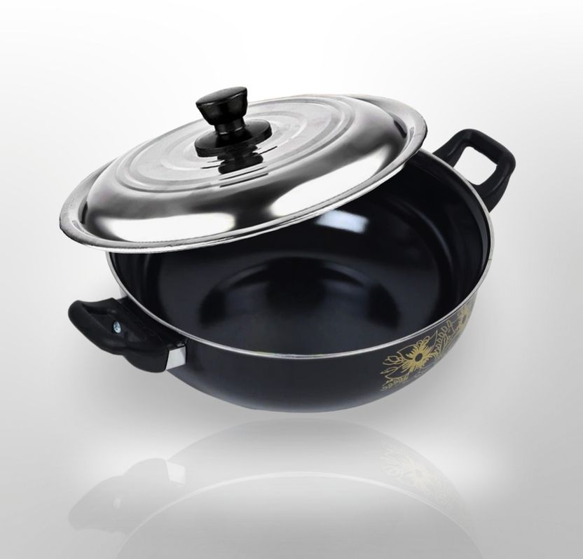 My Store Non Stick Black Kadhai with Lid - Cook Delicious Meals with Induction Cookware Kadhai 27 cm diameter with Lid 3.5 L capacity Price in India - Image 1