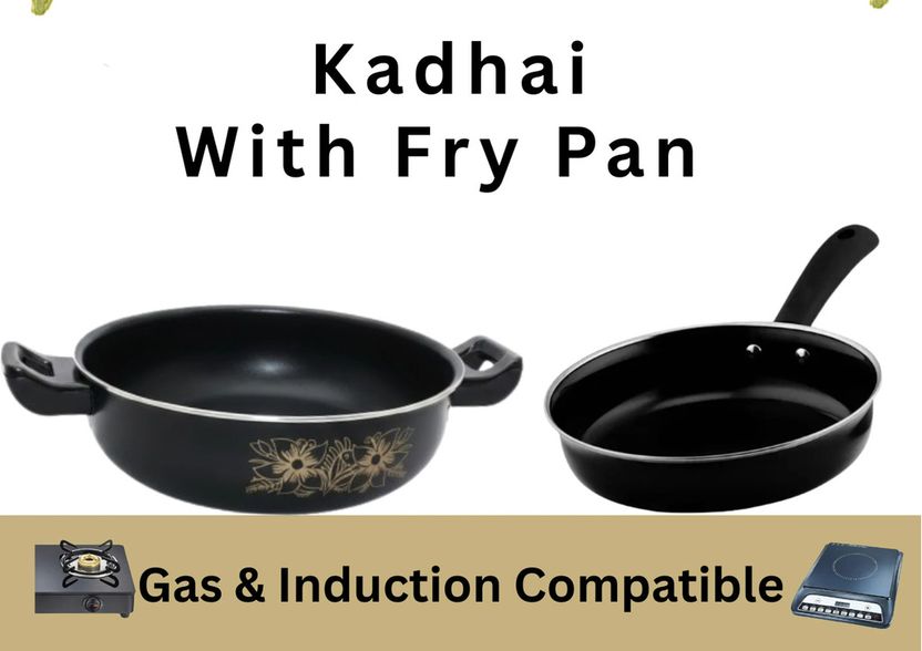 My Store Non Stick Black Kadhai with Lid - Cook Delicious Meals with Induction Cookware Kadhai 27 cm diameter with Lid 3.5 L capacity Price in India - Image 5
