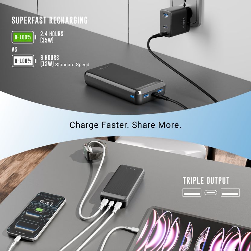 URBN 20000 mAh 35W Compact Power Bank Black - Image 5