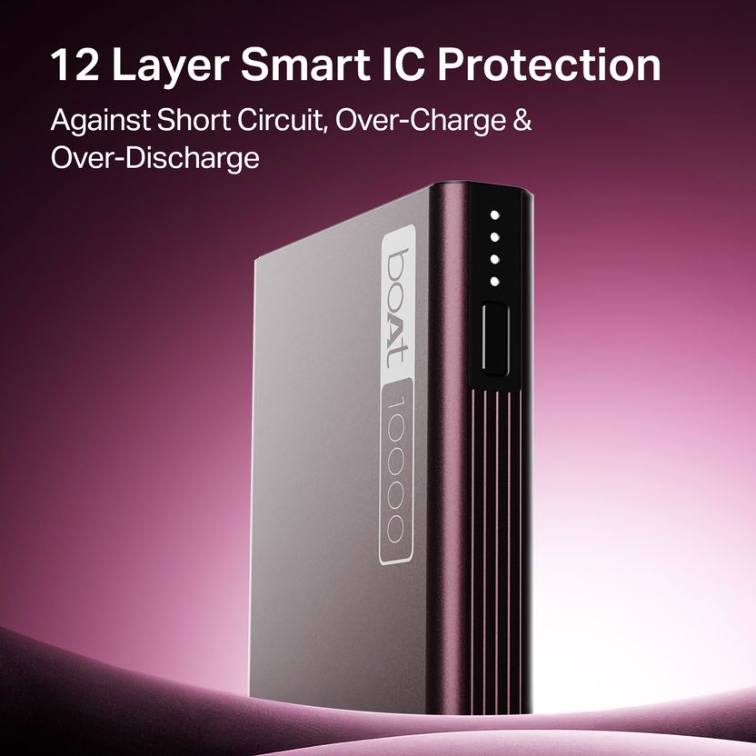 boAt 10000 mAh 22.5W Slim Power Bank Burgundy - Image 6