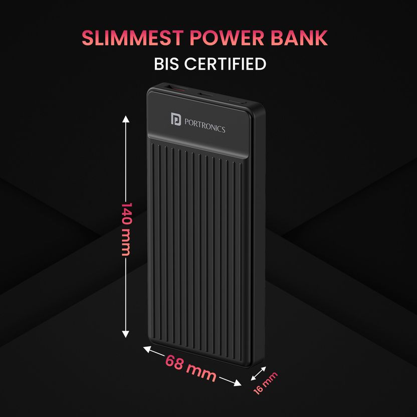 Portronics 22.5W Ultra Slim Pocket Power Bank (Black) - Image 2
