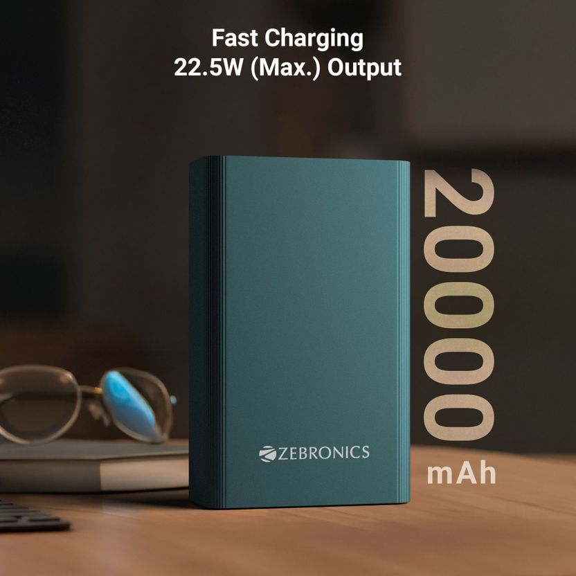 ZEBRONICS 20000 mAh 22.5W Compact Power Bank Olive - Image 3
