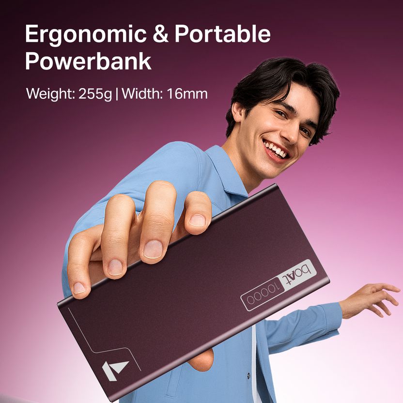 boAt 10000 mAh 22.5W Slim Power Bank Burgundy - Image 7