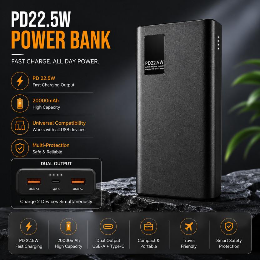 Piktel 200000 mAh 22.5 W Compact Pocket Size Power Bank